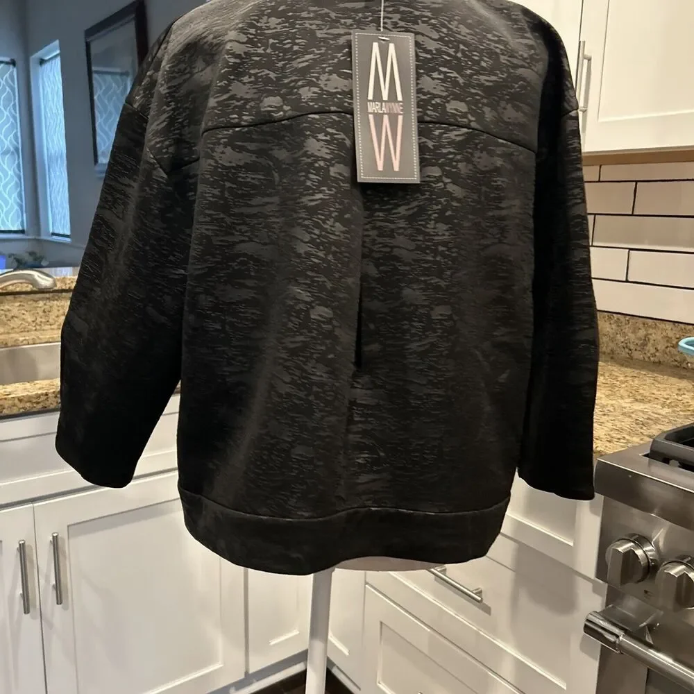 Marla Wynne Textured Jacquard Women’s Kimono Jacket size XL Black Collarless